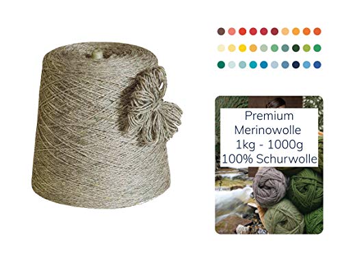 Moschen-Bayern Strickwolle 1 kg 1000g Schurwolle Schafwolle Dicke Wolle zum Stricken günstig kaufen Handstrick Häkelwolle Häkeln Garn Nadel 3 3,5 4 - Beige Braun Cover