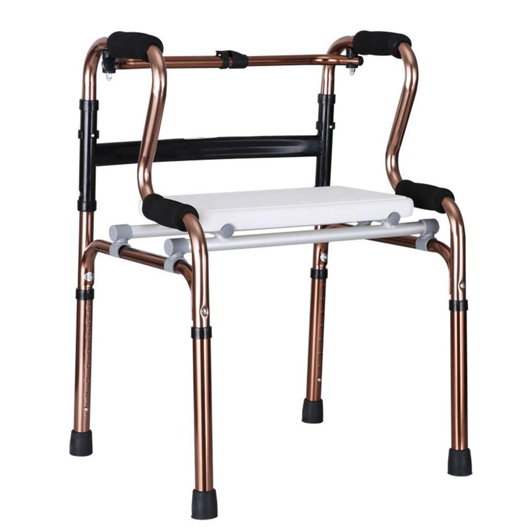 Andador para Ancianos,Bastón, Práctico Andador Plegable Equipo para Andador para Ancianos Aleación de Aluminio Soporte Ajustable de 4 Patas Adecuado para Personas con Alturas en el Rango de