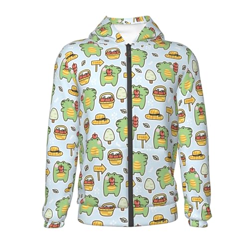 Cute Crocodile with Fruit Kid Hoodies Boys Zip Up Sweatshirts Girls Pullover with Pocket2