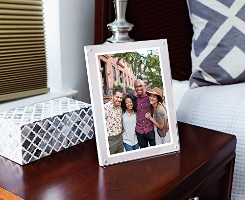 Isaac Jacobs 8” X 10” White Wood Acrylic Picture Frame, Magnetic Photo Frame With Easel, Made For Tabletop Display (8” X 10” White) #TOP4