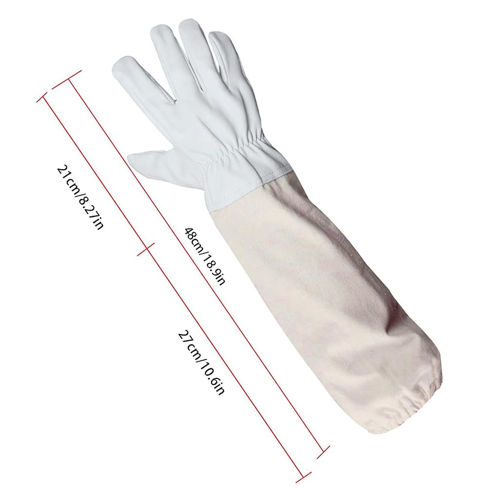 Costume D'apiculture Professionnelle avec Gants, Combinaison D'apiculteur, Gants D'apiculture en Peau de Chèvre, Combinaison Apicole, Gants Protégés pour Apiculteur, Vêtements à Capuchon Avec Voile