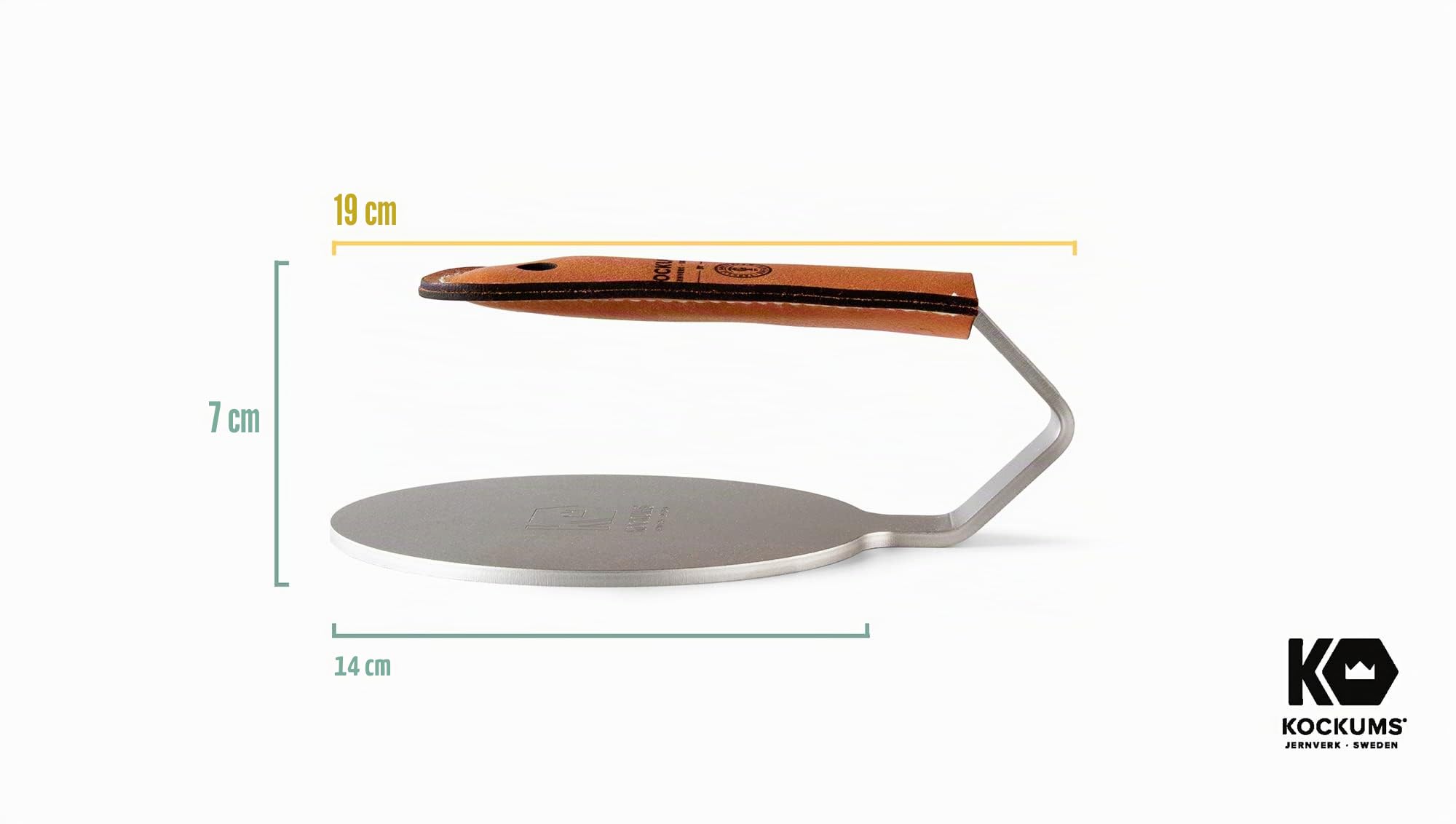 Kockums Jernverk Smash Burger Presse mit Ledergriff - Smashburger Presse 660 g Ø 14 cm - Schwedischer Edelstahl - Keine scharfen Kanten - PFAS-frei