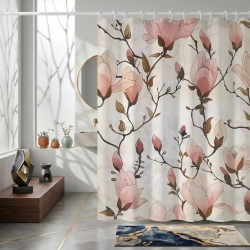 Rideau de douche 160x200cm crème en tissu polyester imperméable
