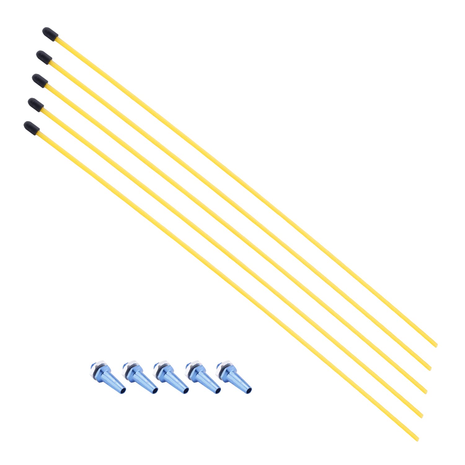 Heyiarbeit RC Antenna Tube Yellow with Blue Mount and Cap for RC Boat 5pcs