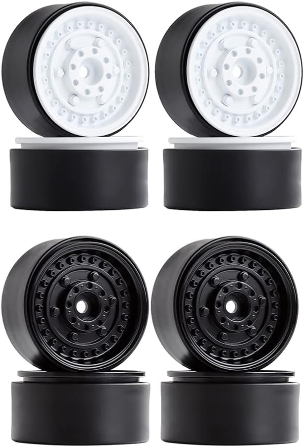 4pcs/Set Wheel Rim for Axial SCX10 1/10 RC Model Car DIY Vehicle Replacement - (Color: Black)