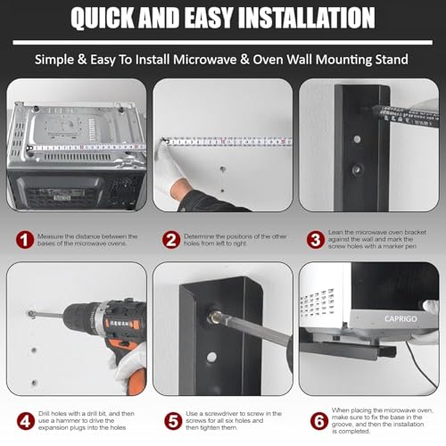 Image of Caprigo Heavy Duty Oven & Microwave Wall Mount Stand | Universal OTG Wall Stand | Oven & Grill Wall Mounting Bracket & Shelf | Microwave Wall Holder for Kitchen (White-M488)