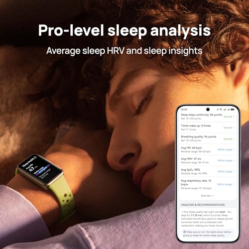 HUAWEI Band 10 Smartwatch mit KI-betriebener Fitness&uuml;berwachung, Pro-Level-Schlafanalyse, Assistent f&uuml;r emotionales Wohlbefinden, stromlinienf&ouml;rmiges Metallic-Design, schnelles Aufladen, kompatibel