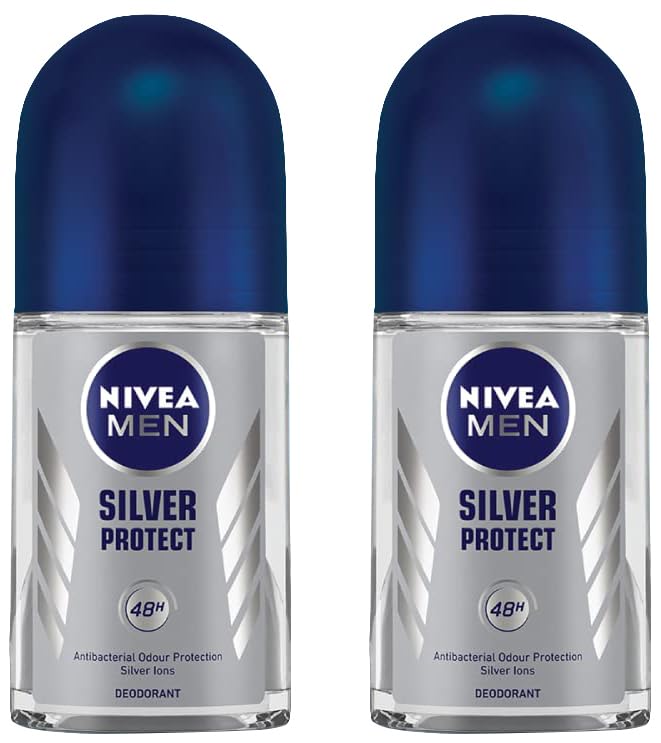 Nivea Deodorant Roll On, Silver Protect for Men, 50ml (Pack of 2)-image-45