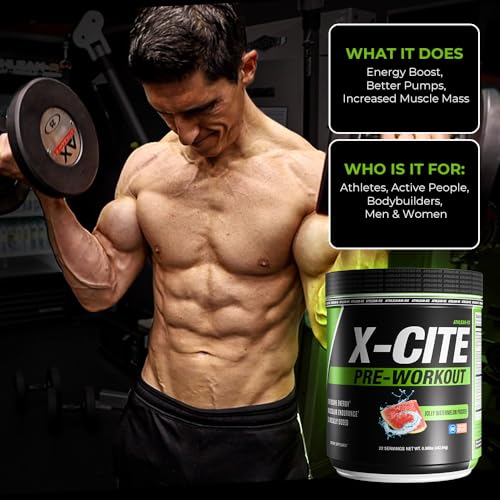 Image of ATHLEAN-X X-CITE Pre-Workout Supplement - Boost Energy, Endurance, and Focus with Natural Ingredients - Jolly Watermelon Pucker