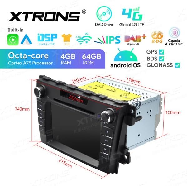 Diagram showing the dimensions of the XTRONS IA72CX7M head unit in millimeters.