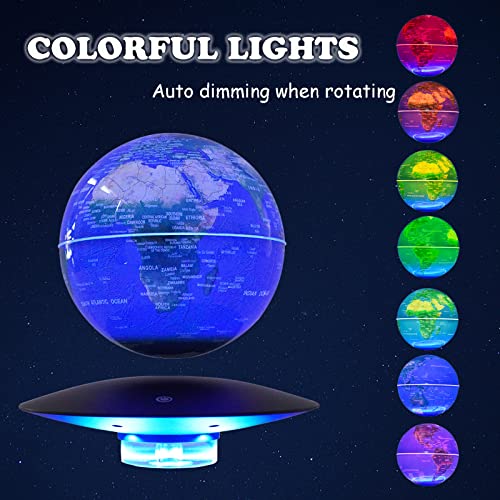Floating Globe Lamp,6" World Geographic Globes Anti Gravity 360 Rotating World Map With Led Light Magnetic Levitating Globe Home Office Desk Decor Creative Birthday Gifts #TOP2