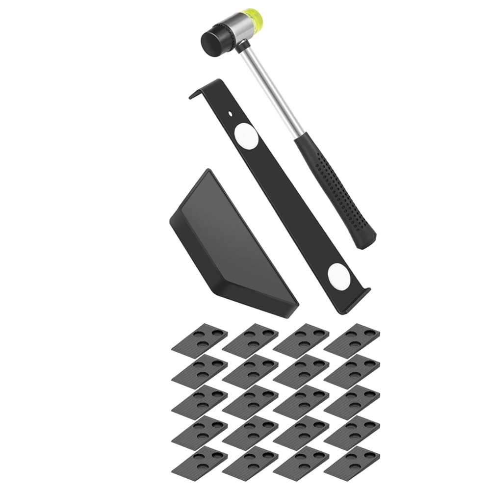 Ijsdnvjndx Black Wood Floor Installation Kit 23Pcs Complete With Double-Faced Hammer Heavy-Duty Pull Bar Tool Laminate Wood Flooring Tool