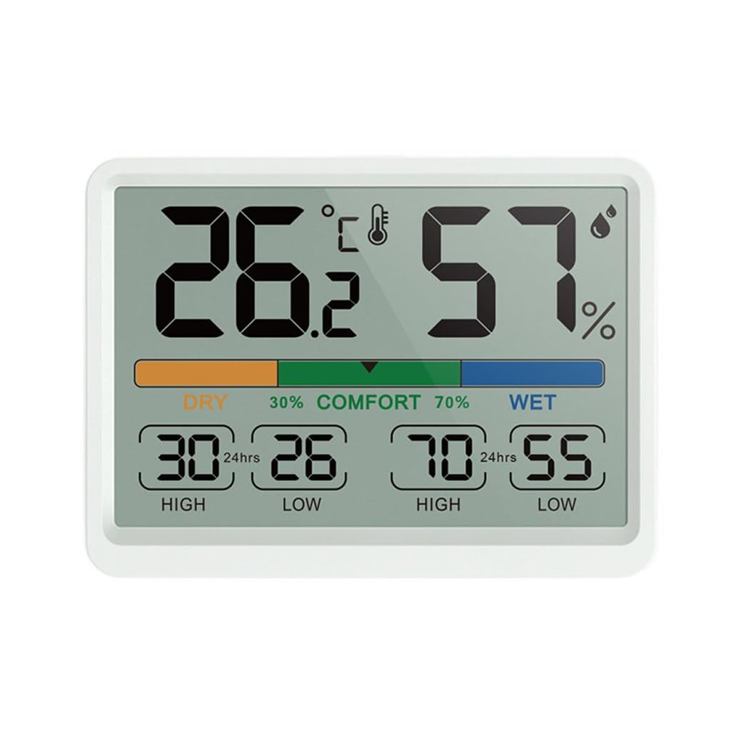 Misuratore Digitale Di Temperatura E Umidità, Aspirazione Magnetica Domestica For Interni Con Orologio Frigorifero
