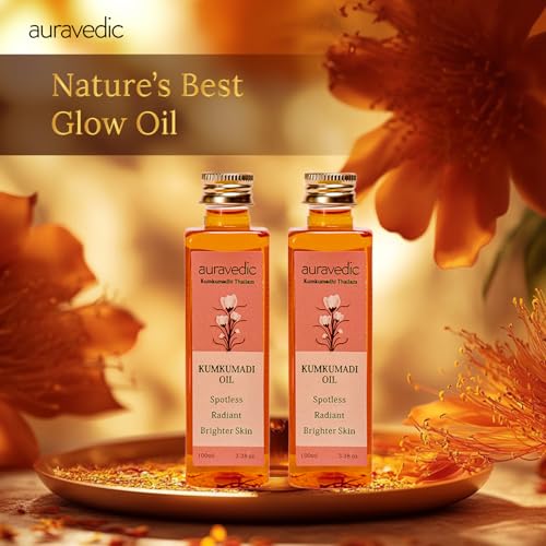 Image of Auravedic Kumkumadi Tailam Face Oil 100Ml Pack Of 2 Kumkumadi Oil For Face Glowing Skin Pigmentation Dark Spots Body Oil After Bath For Daily Use