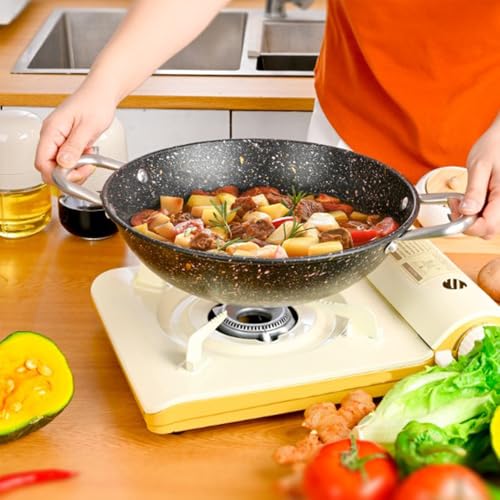 Wok de acero al carbono con doble mango y tapa miniatura 5