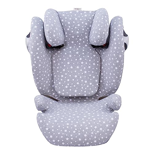JYOKO Kids Funda de algodón para Silla de Coche Compatible con Cybex Solution M y Pallas B   Fix (White Star)