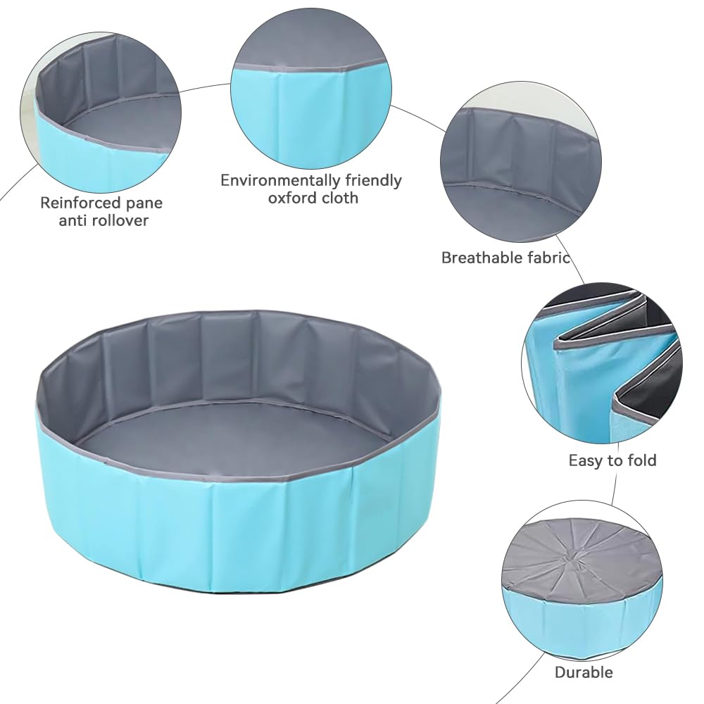 Lotvic Bällebad Faltbares Baby Bällebad Wasserdicht Kinder Bällebad Tragbares Baby Runder Ozean Bällebad Bällebad für Baby Kleinkind Jungen Mädchen Hunde Katzen Indoor Outdoor (80cm, Blau), YL00346