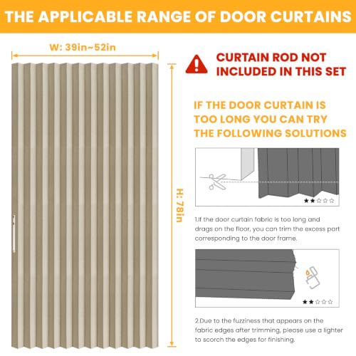 Image of AJAZZ 100% Blackout Magnetic Door Curtain Accordion Doors Interior Folding Closet Door Curtain Invisible Applicable Bedroom Room Living Room Doorway （Cream Yellow 52 inch W x 78 inch L 1 Panel
