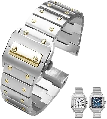 حزام ساعة من الفولاذ المقاوم للصدأ لسلسلة Cartier Santos 100 WSSA0009 للرجال