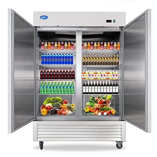 kalifon 54' Commercial Refrigerator with 2 Solid Door, 49 Cu.ft Reach-in Stainless Steel...