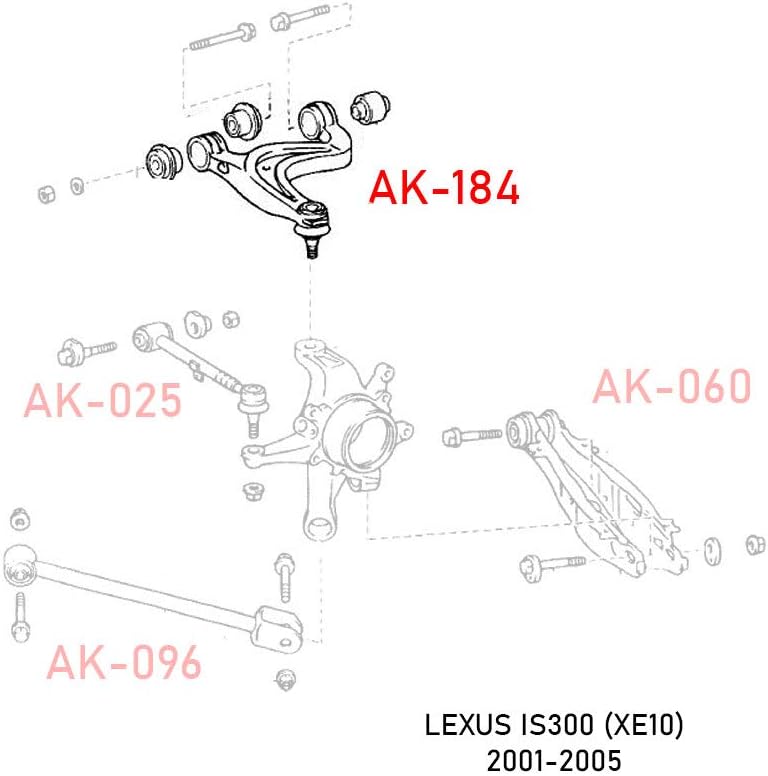 Godspeed AK-184-B Adjustable Rear Camber Arms With Spherical Bearings, Set of 2, compatible with Lexus IS300(XE10) 2001-05