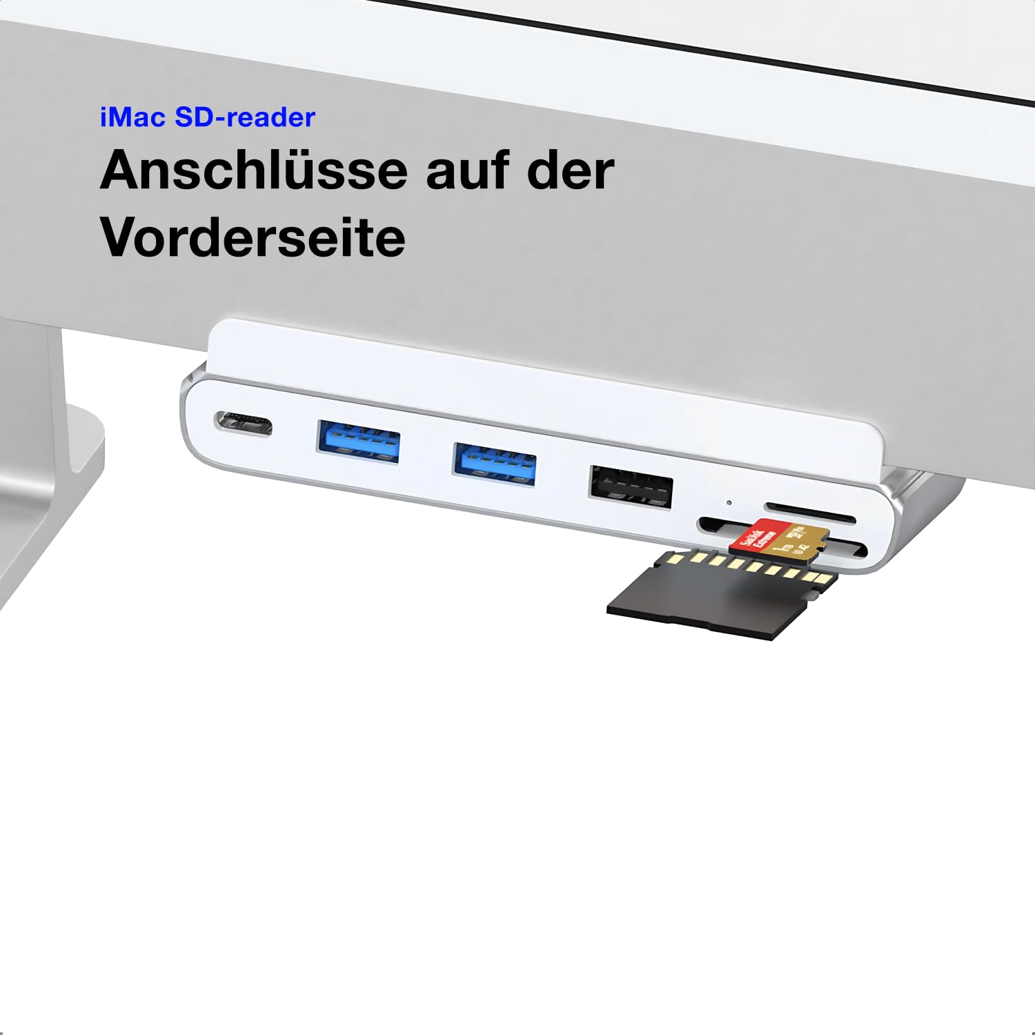 Hub USB-C do iMac 24 cali | adapter 7 w 1 z HDMI 4K 60 Hz, USB-C, USB 3.0, czytnik kart SD | kompatybilny z iMac M1, M3, M4 (2021-2025)