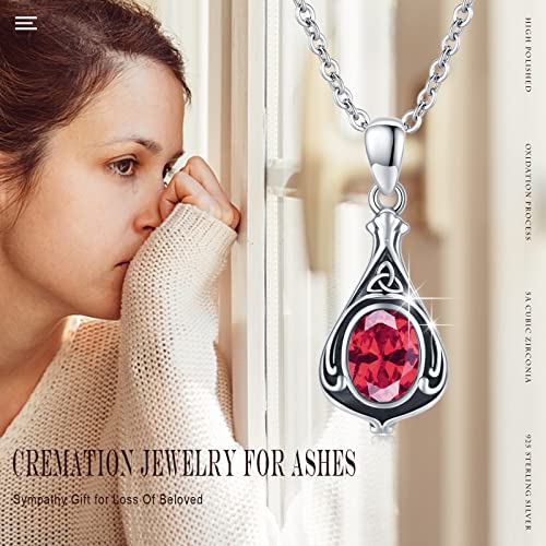 Tughra 925 Sterling Silver Created Ruby Urn Necklace Cremation Jewelry For Ashes Cremation Necklaces Teardrop July Birthstone Pendant Necklace Urn Jewelry Gifts For Women Men S thumb #2