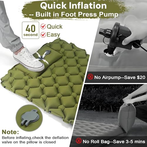 VALEHOWL 1.8 Pounds Ultralight Camping Sleeping Pad - R-Value 3.0 for 4 Seasons, Durable & 100% Waterproof Outdoor Air Mattress, Compact Sleeping Mat for Hiking, Backpacking, Travel — view 4