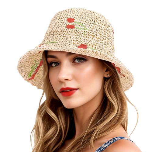 Sombrero tipo bucket de paja para mujer miniatura 1