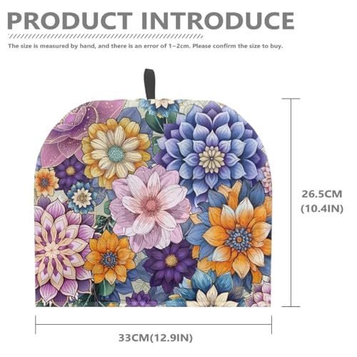 Image of Teapot Cosy Thick Wadding Tea Pot Cover Keep Warm Insulation Teapot Cozies Machine Washable Kettle Cover Breakfast Warmer Home Table Decor, Boho Flower Purple Yellow