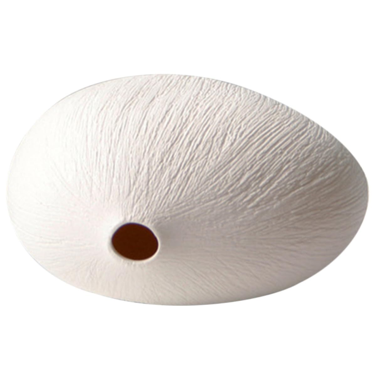 Vase céramique blanc avec rayures irrégulières pour fleurs séchées