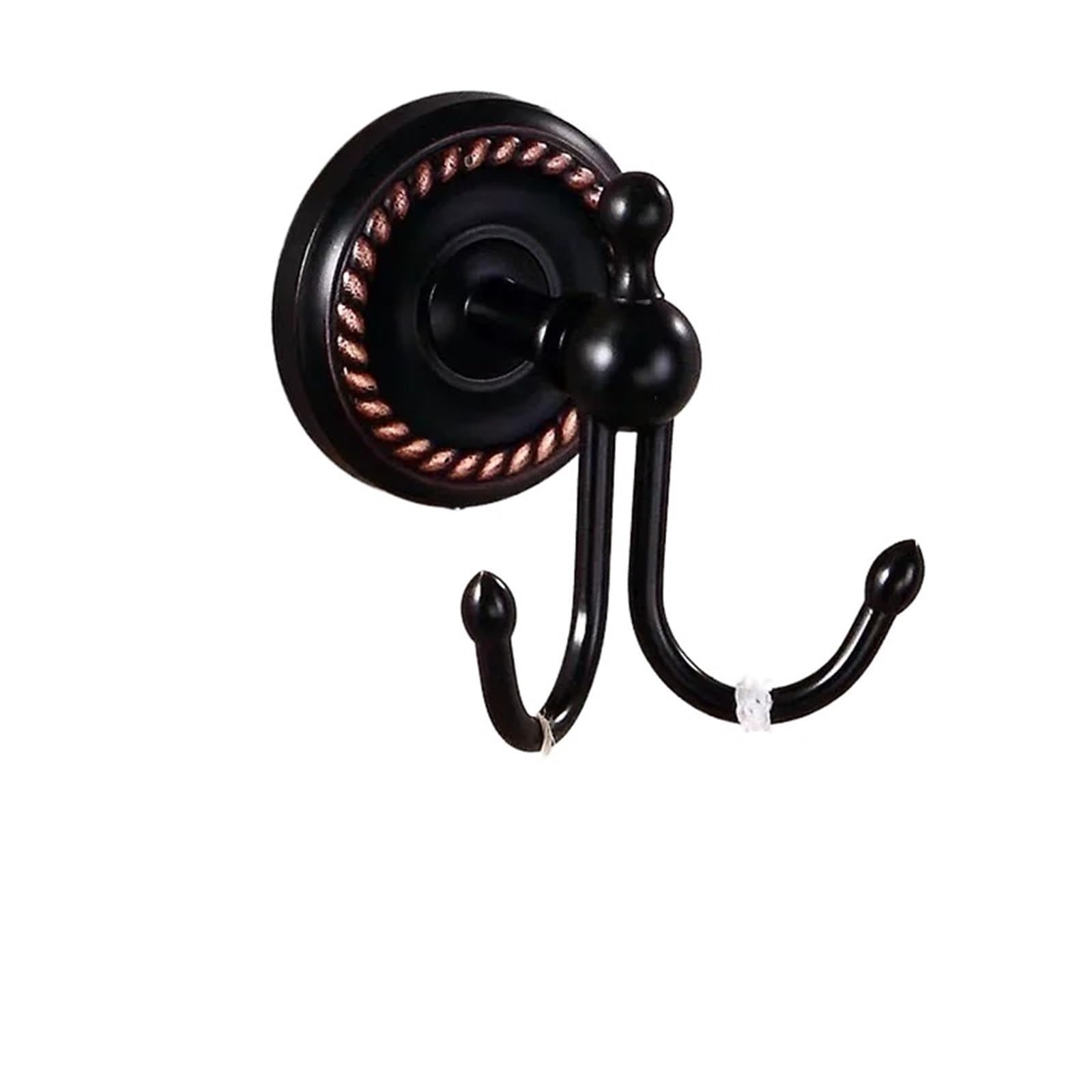 Antique Brass Gold Double Hook for Bathroom Longhorn Robe and Towel Vintage Decorative(Black Bronze A)