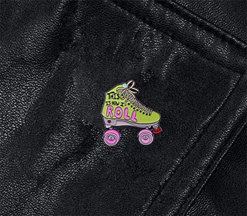 This is how I roll roller skates enamel pin retro skating brooch funny puns Roller Derby badge vaporwave aesthetic 80s kids gift4
