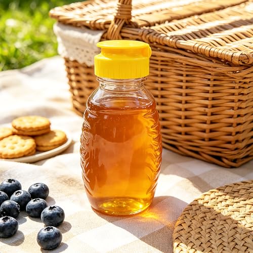SkyJourney 32 Pcs 8.8 oz Clear Plastic Honey Bottles, Empty Refillable Squeeze Containers with Yellow Flip Top Cap, Leakproof Honey Jars for Storing Honey by SkyJourney - Used condition - Image 7