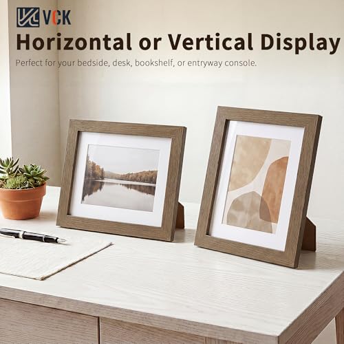 Image of VCK 8x10 Picture Frame 5 Pack, Walnut Exclusive Wood, HD Glass, for Photo