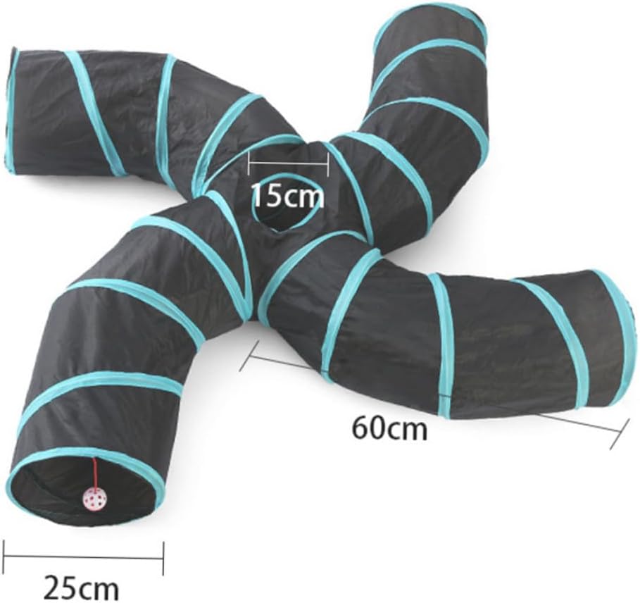 BESPORTBLE Foldable Cat Tunnel S-Shaped Four-Direction Interactive Pet Tube for Indoor Cats Kitten Play