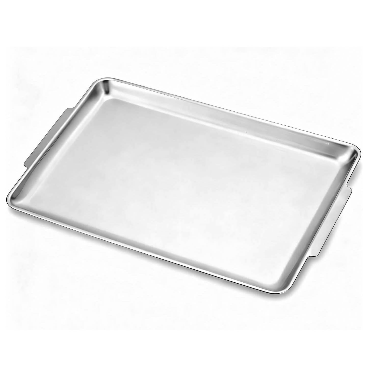 Photo 1 of 16.3" x 11" Large Serving Platters, Stainless Steel Heavy-Duty Large Serving Trays, Silver Rectangular Plates for Food, Fruit, Party, Wedding, Christmas, Chip and Scratch Resistant