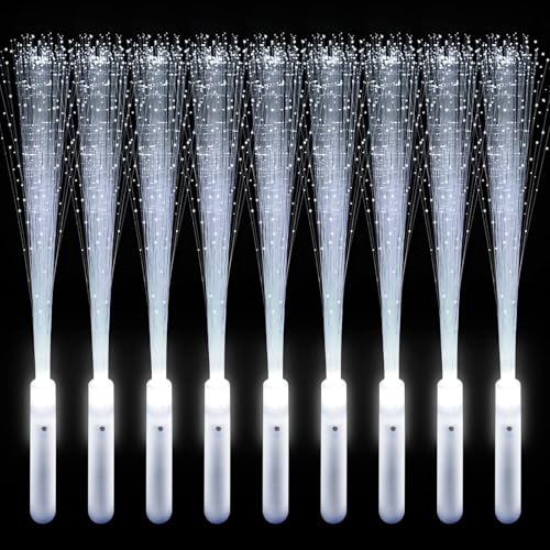 Image of 200 PCS White Fiber Optic Lights Wand LED Wedding Sparklers Fireworks Party Glow Sticks Dance Floor Props Light up Wands with 3 Light Modes for Wedding Send Off,Halloween,New Year,Birthday Party Favor