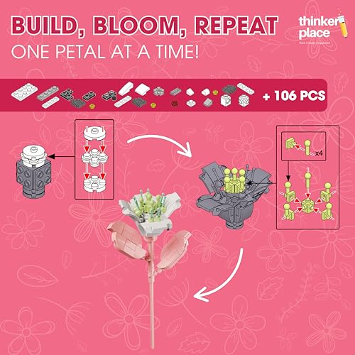 Image of STEM Lily Flower Building Blocks Set (106 Pcs, 12-in-1) | DIY Flower Pen Stand Kit for Kids 6+ Years (Boys & Girls) | Creative Craft & Learning Toy | Ideal Gift for Kids