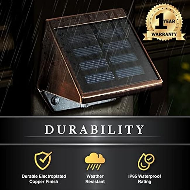 Classy Caps Solar Deck & Wall Lights, Model SL177, Electroplated Copper - High Performance, Energy Efficient, Weather-Resistant, Outdoor Solar Lights, Durable Design, Easy Installation