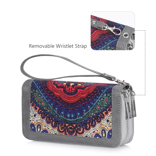 Image of XEYOU Double Zipper Long Clutch Wallet Cellphone Wallet for Women with Removable Wristlet Strap for Credit Card, Cash, Coin, Bill