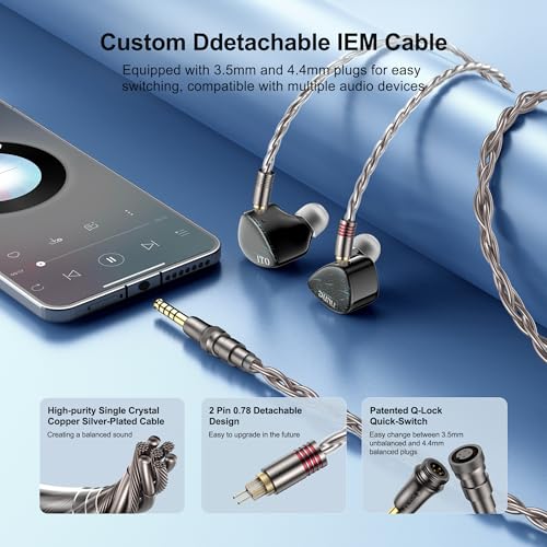 Image of HiFiGo DUNU x KOTO ITO in Ear Monitor 2DD+2BA Hybrid IEM, HiFi IEM Earphone with Detachable Silver-Plated OCC Copper IEM Cable for Musician Audiophile