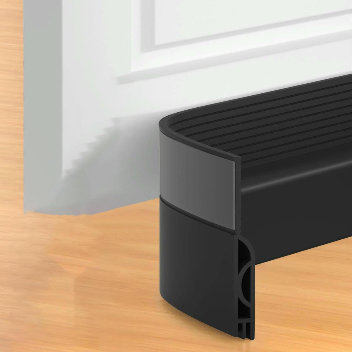 1/2M Door Draft Stopper Door Sweep for Bottom of Door Weather Stripping Door Bottom Seal Blocker Air Noise Under Door Gap Filler-2m-Black