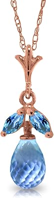 Galaxy Gold GG 14K Solid Gold Necklace with Natural Blue Topaz
