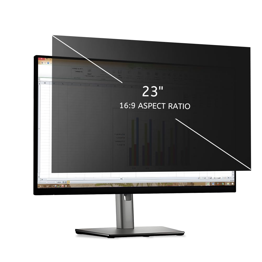 MOBDIK 23 Zoll Bildschirm Blickschutzfilter für Computer Monitor 16:9 Seitenverhältnis, Anti-Blaulicht Blendfrei Privacy Screen Sichtschutzfolie, Abnehmbarer Bildschirmschutzfolie Sichtschutzfilter