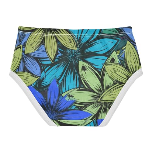 Girls Underwear Toddlers 2t Cotton Panties for Girl Artistic Briefs Underpants Flowers Dark Blue Green2
