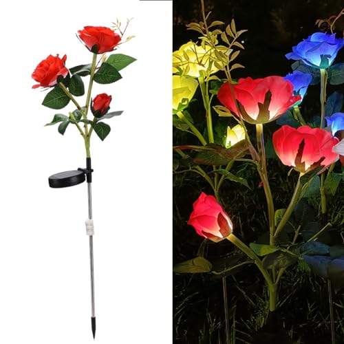 XhuangTech Solar Roses Flowers Lights Outdoor Garden Ornaments