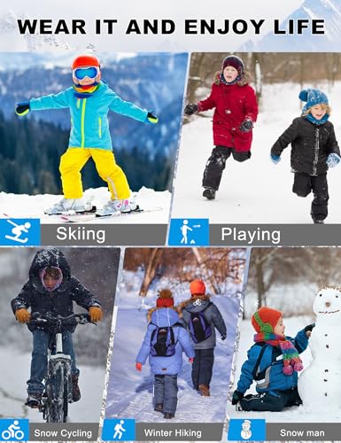 Image of Kids Winter Pants Fleece Lined Waterproof Boys Ski Pants Thermal Outdoor Softshell with Zipper Pockets