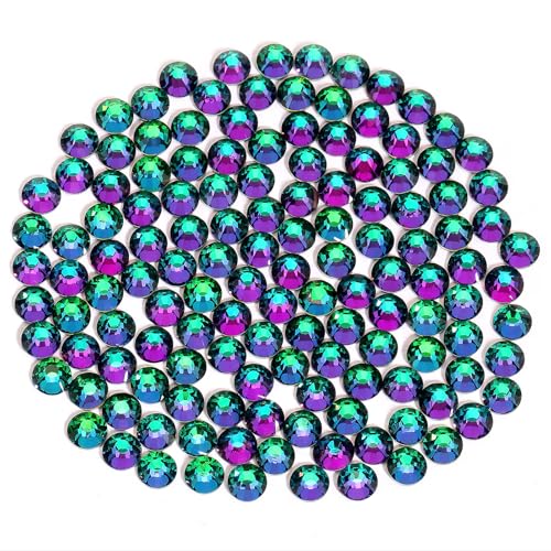 Image of Flatback Rhinestones Non Hotfix Rhinestones for Crafts Glass Nail rhinestones Nail Gems Crystals Rhinestones for Makeup Bags Shoes Decoration DIY(SS6,1440pcs,Green Flame)