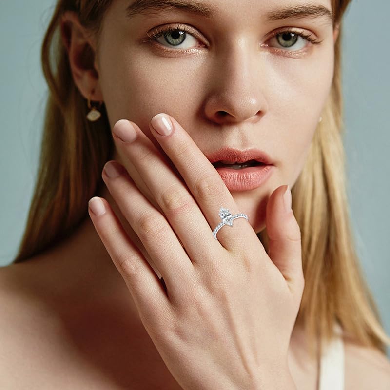 Aihpos 925 Sterling Silver Moissanite Engagement Rings for Women –1.5 Carat Marquise Cut Moissanite Ring D Color VVS1 Moissanite Women's Engagement Ring2